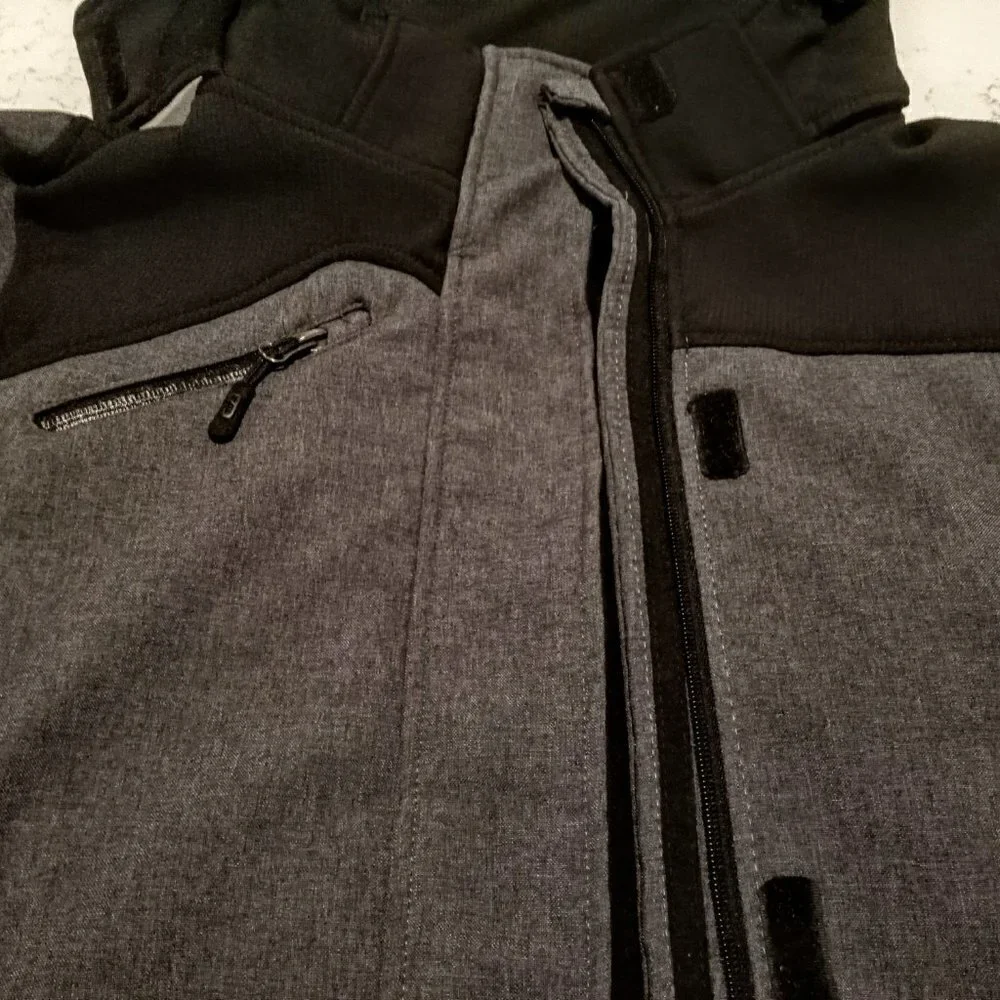 CB Grey Black Fleece Lined Zip Front Hooded Jacket